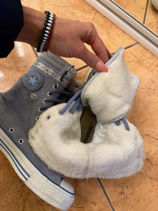 Converse zimowe ocieplane skora zamsz trampki dlugie za kostke merino