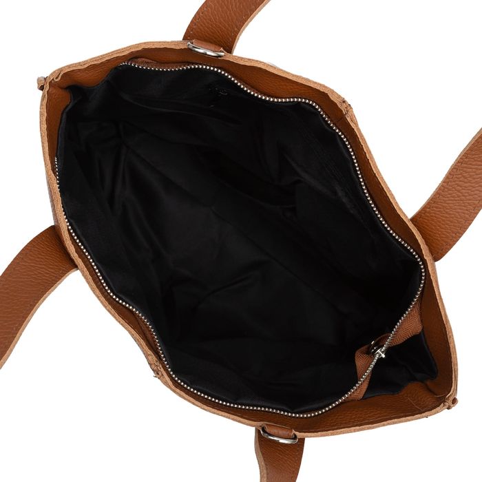 VERA PELLE torebka skórzana shopper z długimi rączkami V523 czarna