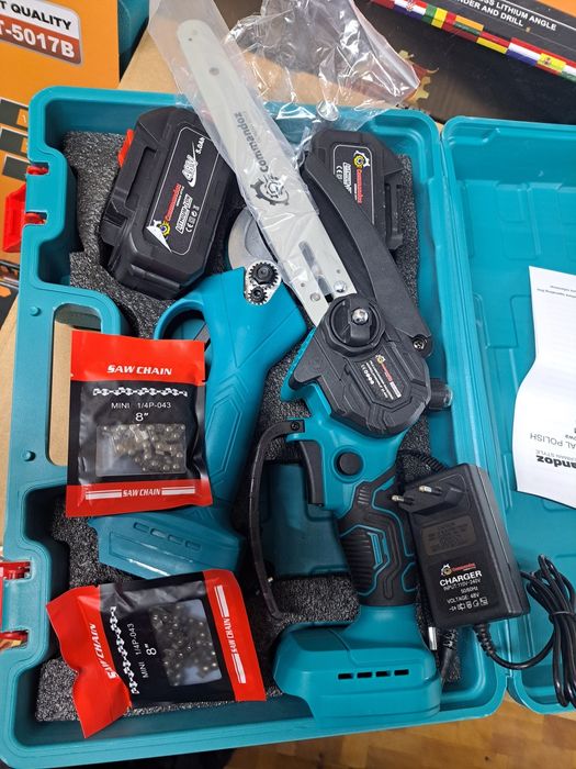 Sekator I piła łańcuchowa 8 " smarowanie  2x aku 2x łańcuch  walizka