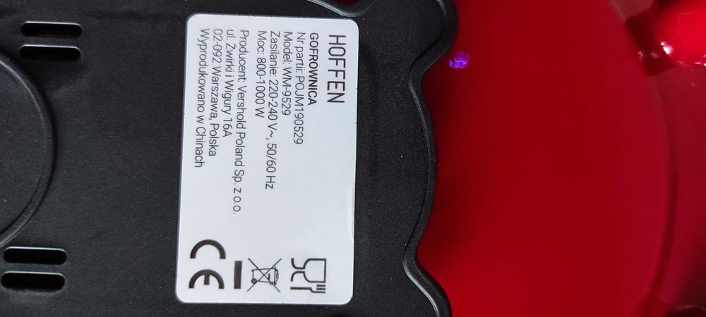 Gofrownica HOFFEN WM-9529 moc 1000 W