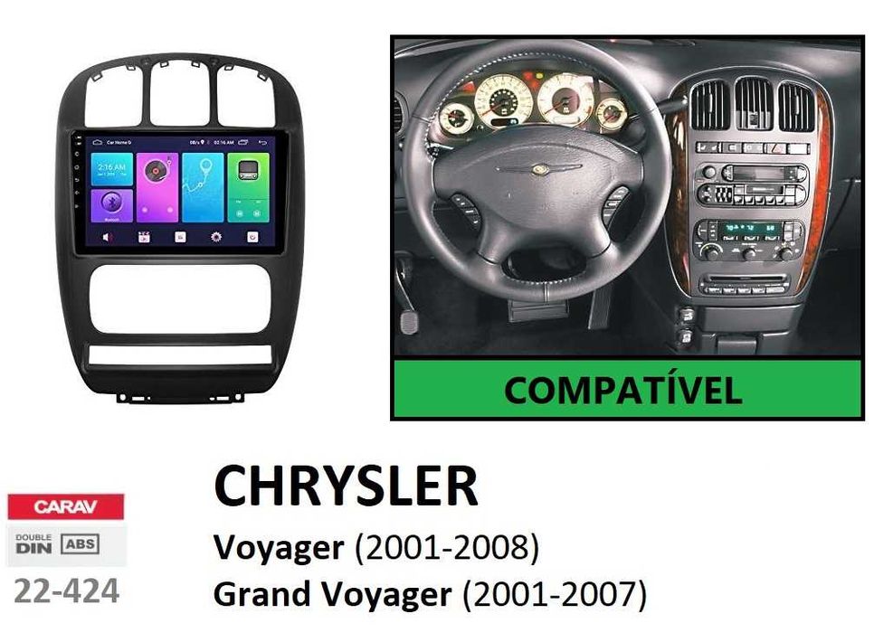 (NOVO) Rádio 2DIN • CHRYSLER Voyager / Grand Voyager • Android 4+64GB