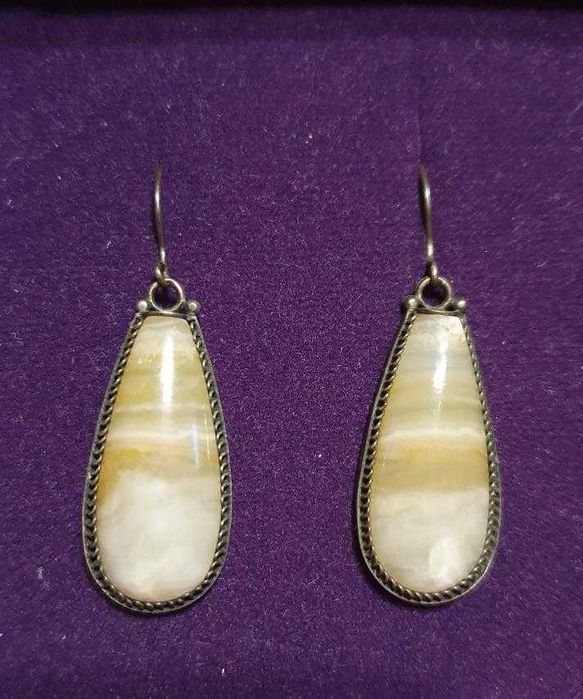 Серьги серебро 916 проба звезда , Урал , Вставка природный агат .