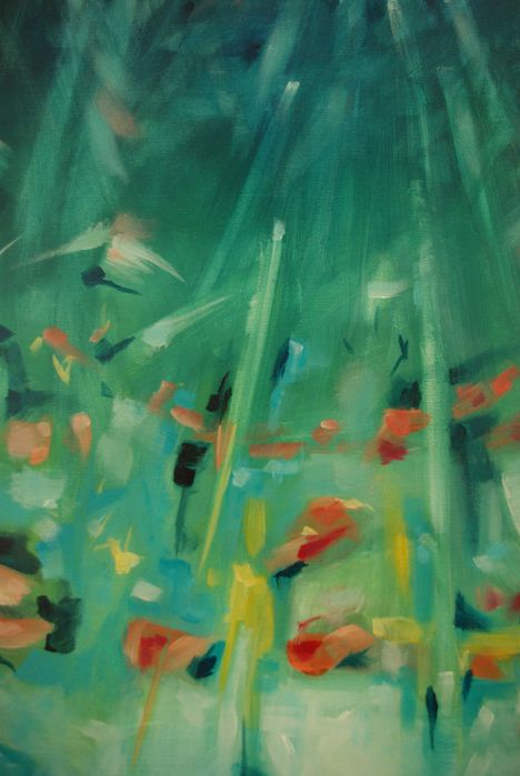 Pintura. Paisagem submarina. Acrílico sobre tela