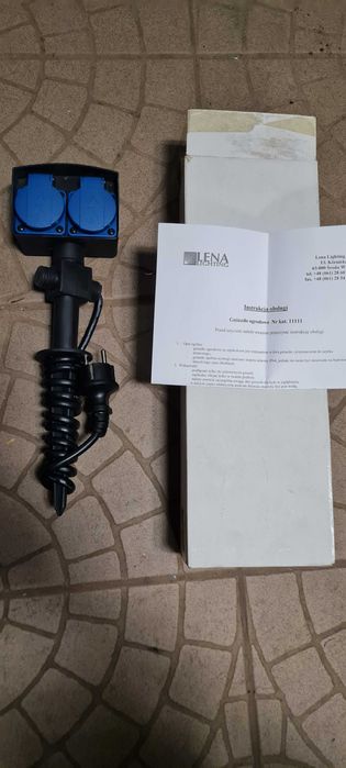 gniazdo ogrodowe podwójne hermetyczne, z przewodem, 2500W