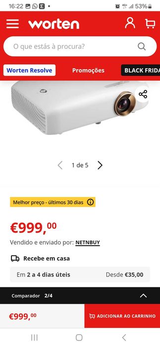 Projetor praticamente novo. Pouco uso, apenas para videojogos.