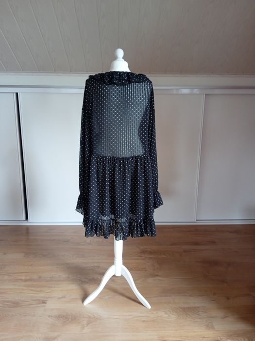 Sukienka czarna w kropki ciążowa oversize Lola