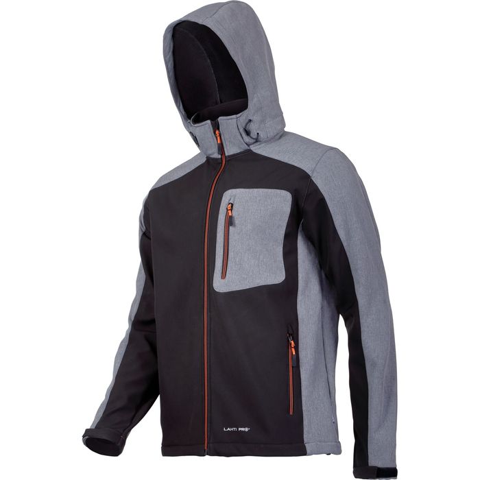 kurtka softshell z kapt. czar.-szar.-pom., "3xl", ce, lahti