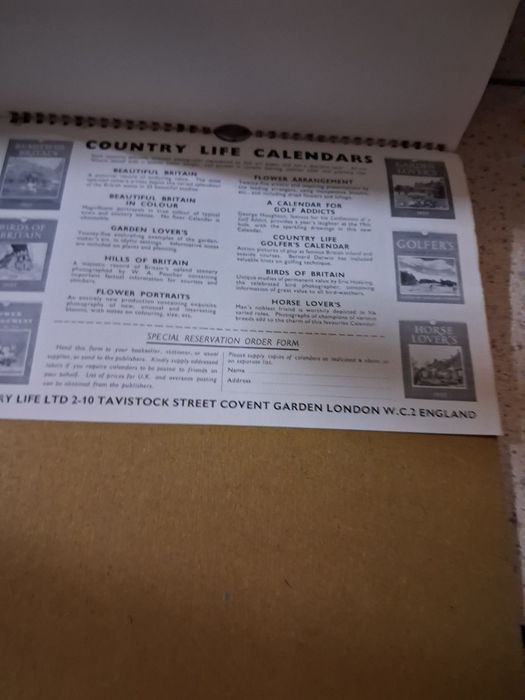 Calendario de parede 1957
