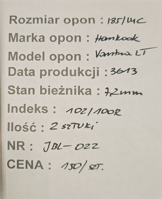 185/14C Hankook Vantra LT lato