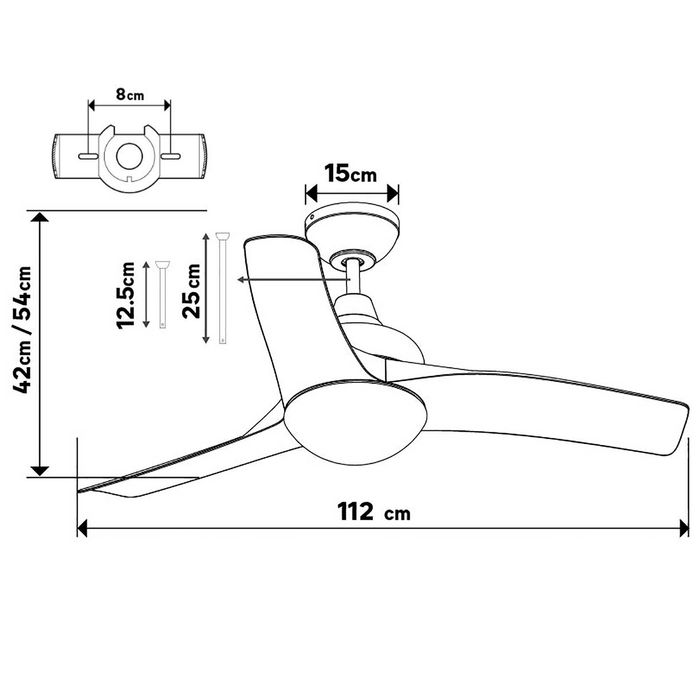 Ventoínha de teto LED 3 lâminas Inspire Aruba 112 cm E27