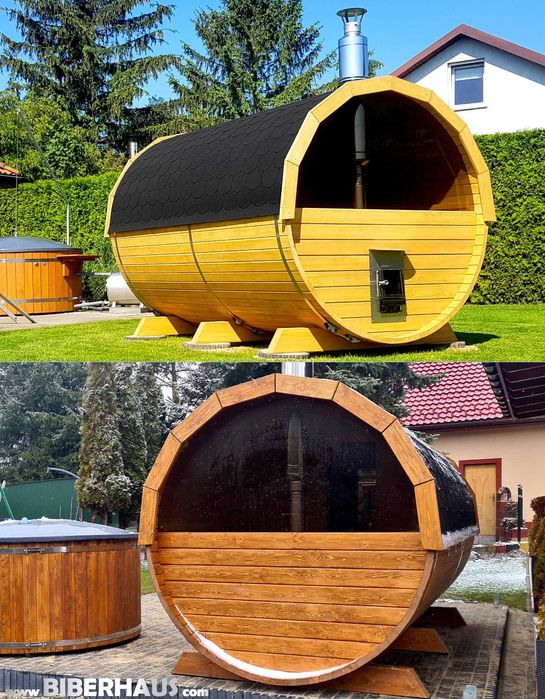SAUNA Ogrodowa 300 cm + OKNO 50% + GRATIS Beczka 500L + Akcesoria