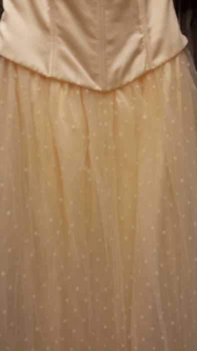 Sukienka długa ecru kremowa tiul atłas ślub bal suknia M 38 S 36 WOW
