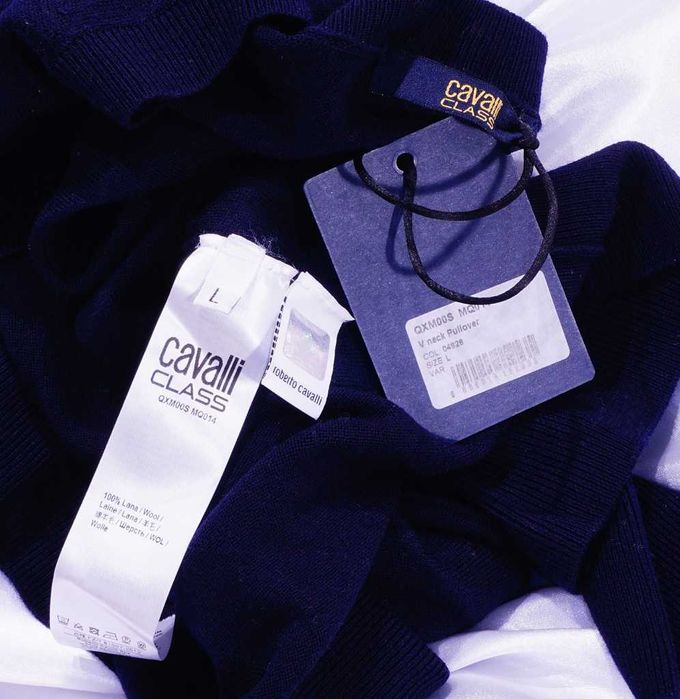 ROBERTO CAVALLI CLASS sweter merino L/XL granat moschino celine sander helmut lang lanvin versace paul smith prada