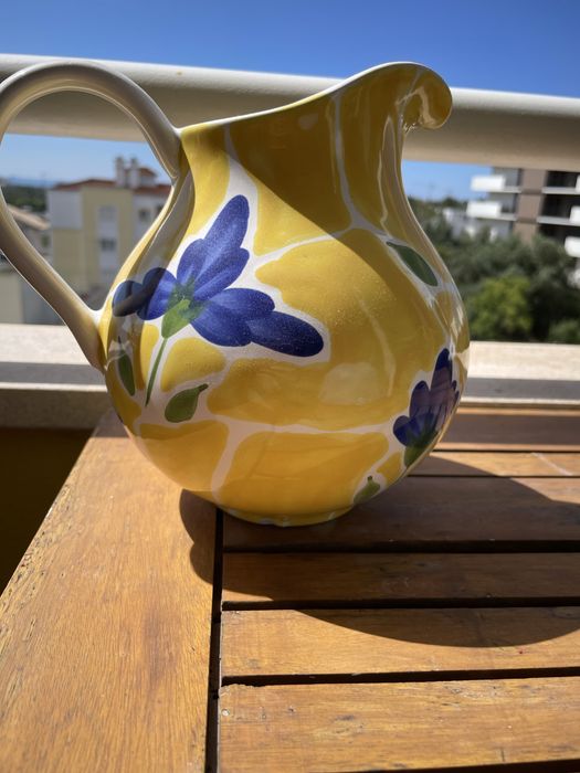 Jarra “St Tropez”amarelo e azul pintado à mão Portugal
