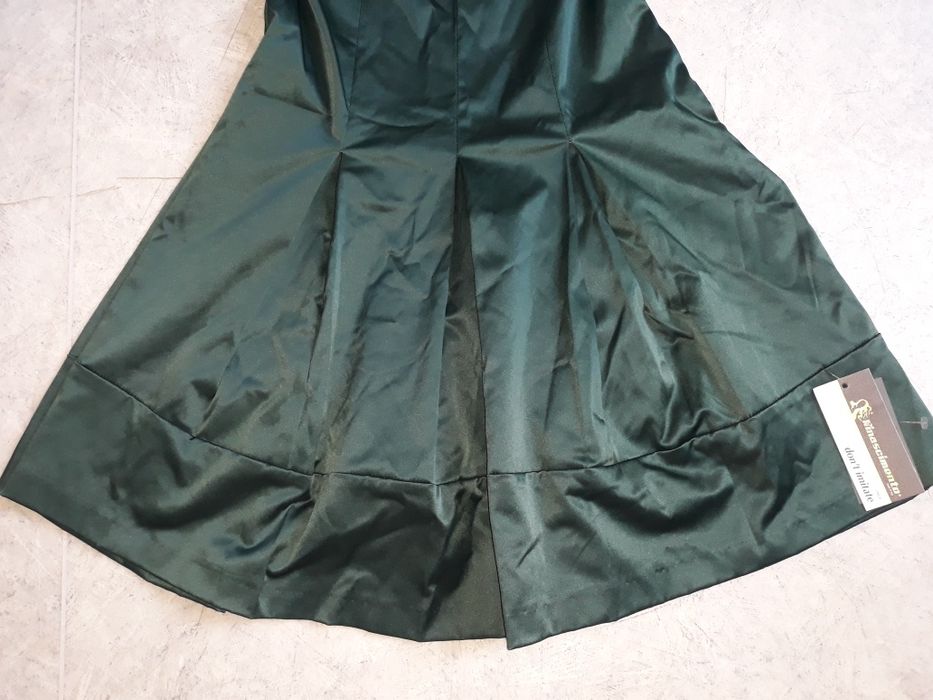 Vestido cerimônia cetim verde garrafa