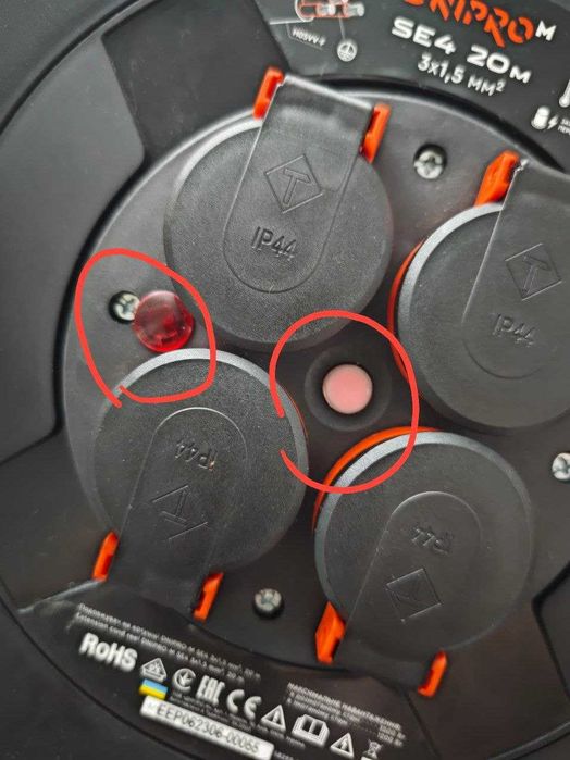 Удлинитель на катушке Dnipro-M SE4 (20м/3х1.5 мм²) — 100% Медь