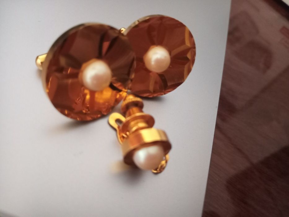 Запонки та шпилька для краватки з камінням Swarovski , вінтаж.