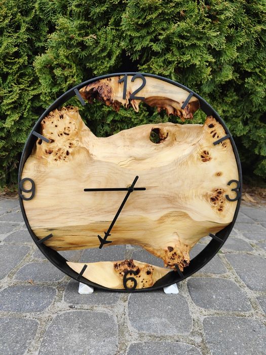 Zegar 40 cm drewno topola arabskie cyfry