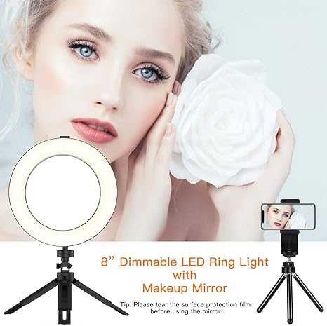 Ring Light LED 8'' 3 Modos 10 Níveis, USB (Maquilhagem, Vídeo, TikTok)