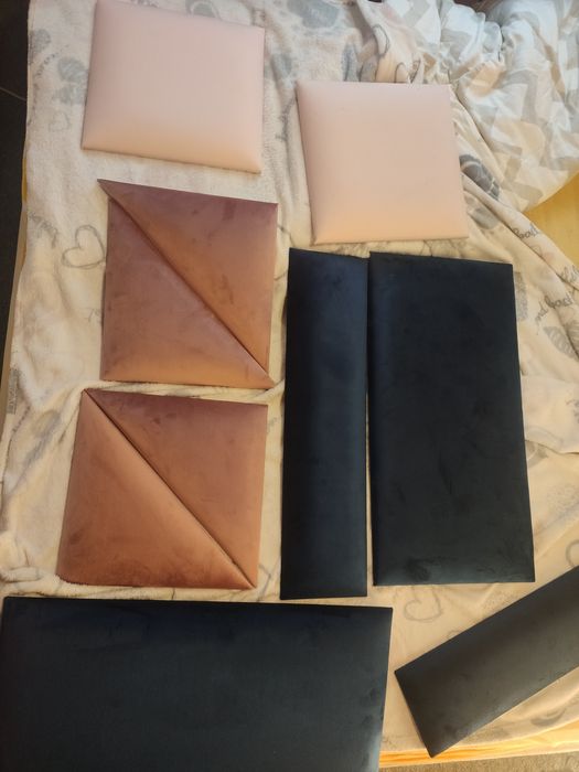 Panel ścienny tapicerowany granatowy, różowy