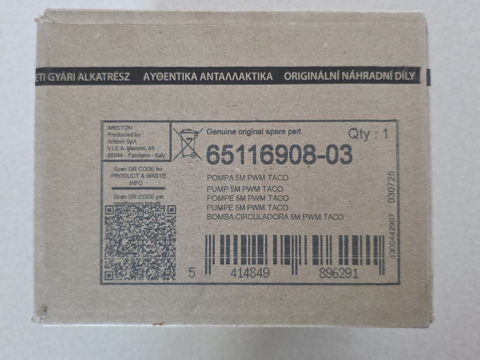 Nowa pompa obiegowa ariston clas genus cares one