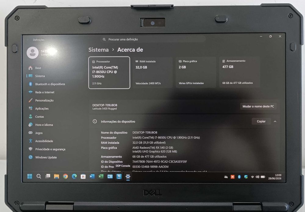 Dell Latitude 14 5420 Rugged - Ecrã 14 FHD - Core i7 quadcore - 32GB RAM - Robusto