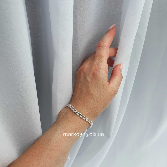 Жіночий срібний браслет чорно-білий арабський Бісмарк широкий подвійни