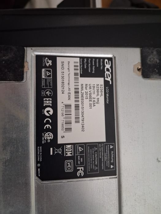 Monitor 23" Acer S236HL | IPS | Full HD | Design Slim