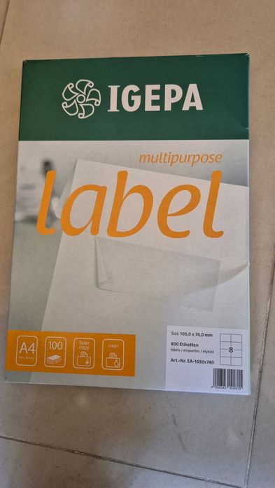 Etykiety samoprzylepne IGEPA 100 arkuszy A4