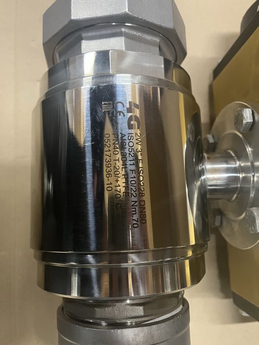 Zawór kulowy 4G 2-drogowy AISI 304 + siłownik pneumatyczny Sirca AP54