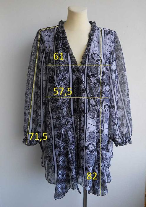 Sheego Śliczna Elegancka Tunika z Kontrafałdą r.46/48