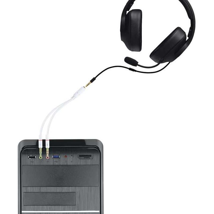 Cabo de Divisão Áudio Jack 3,5/F 3 PINOS - 2x Jack 3,5/M 4 PINOS 20 CM