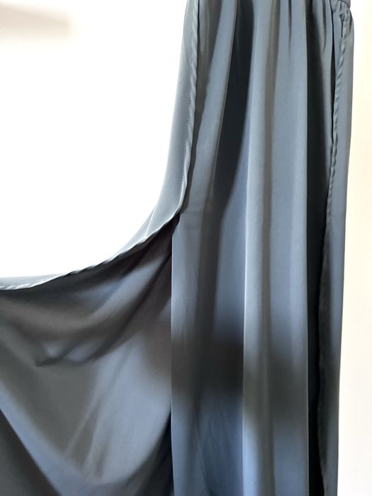 Stalowo-niebieska wizytowa sukienka suknia maxi maksi letnia zwiewna