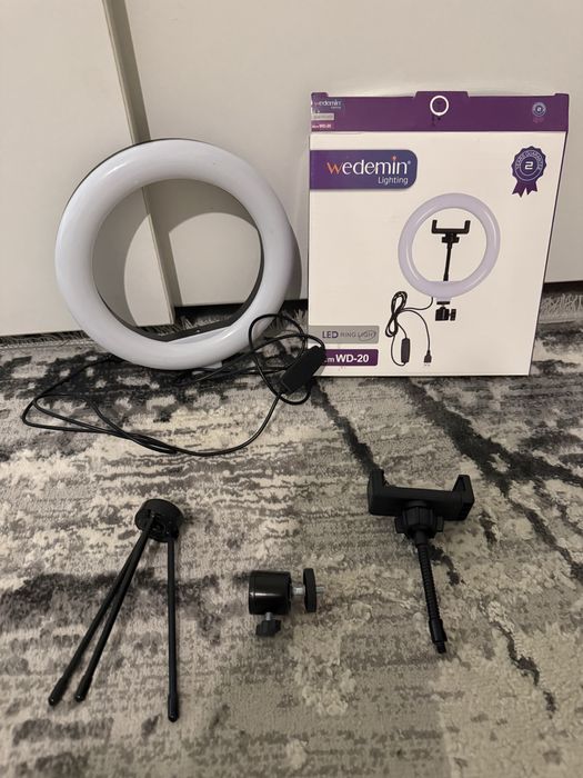 Кільцева LED лампа 20 см Wedemin WD-20 зі штативом і тримачем