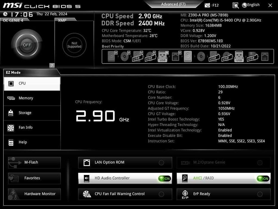 Материнська плата   Socket 1151v2  MSI Z390-A Pro  (MS-7B98)