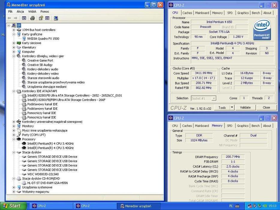 Komputer do retro gier - Pentium IV 650 3,4GHz + Quadro FX1500 (mod)
