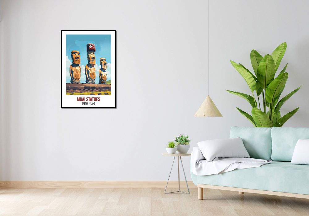 Plakat 59,4x84,1cm Moai Statues, Easter Island