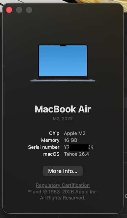 Macbook Air M2 / 16GB RAM / 512GB DYSK