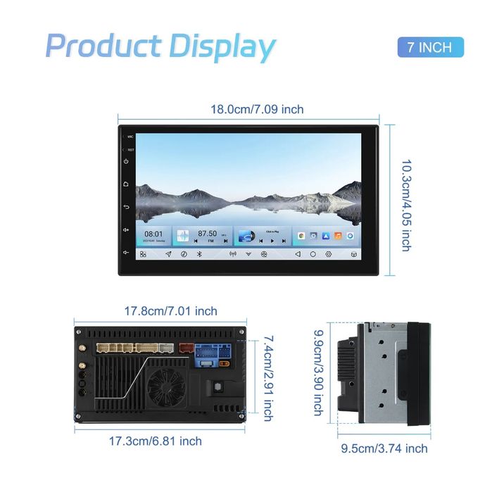 Rádio Android Auto 2Din 3/32GB 8-core GPS WiFi RDS Touch novo