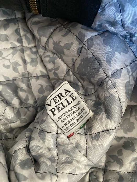 Kurtka skórzana Vera Pelle leather jacket men M L czarny made Italy