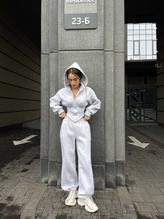 Стильний теплий жіночий костюм корсет (кофта) + штани палаццо