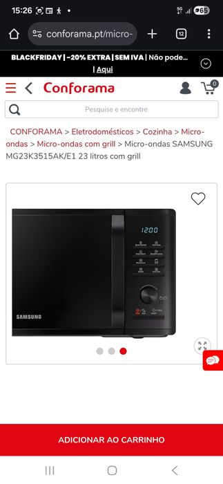 Micro-ondas samsung 23L