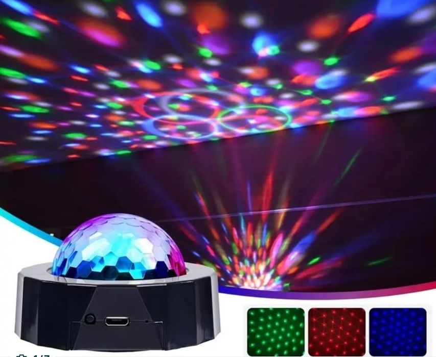 Диско-куля з акумулятором LED RGB Світломузика