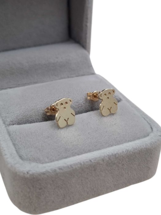 Super oferta — drobne złote kolczyki misie