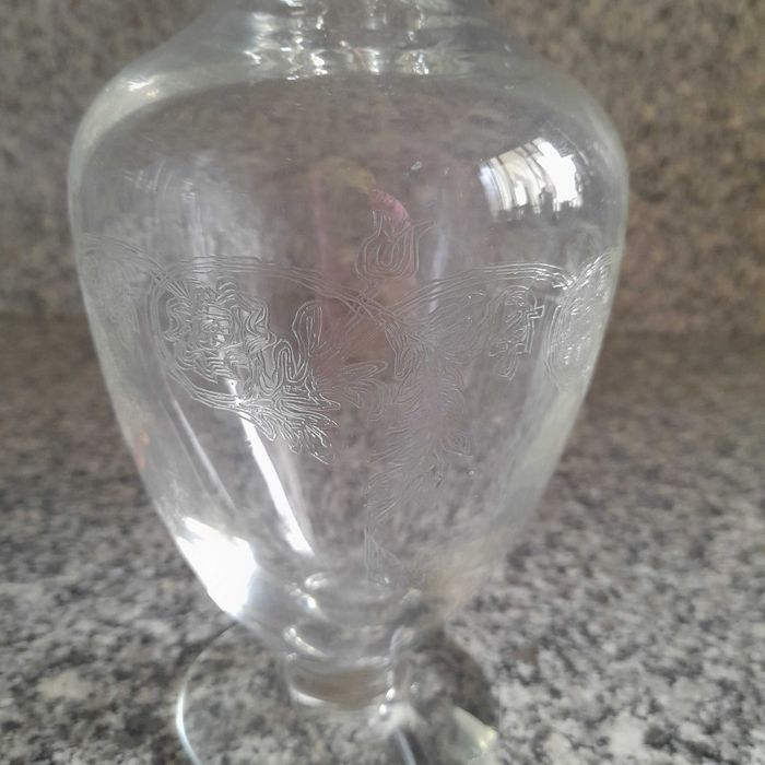 Garrafa Baixa de Cristal antiga da Vista Alegre