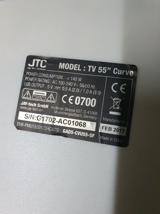 Placas tv JTC curva modelo: TV 55 curve