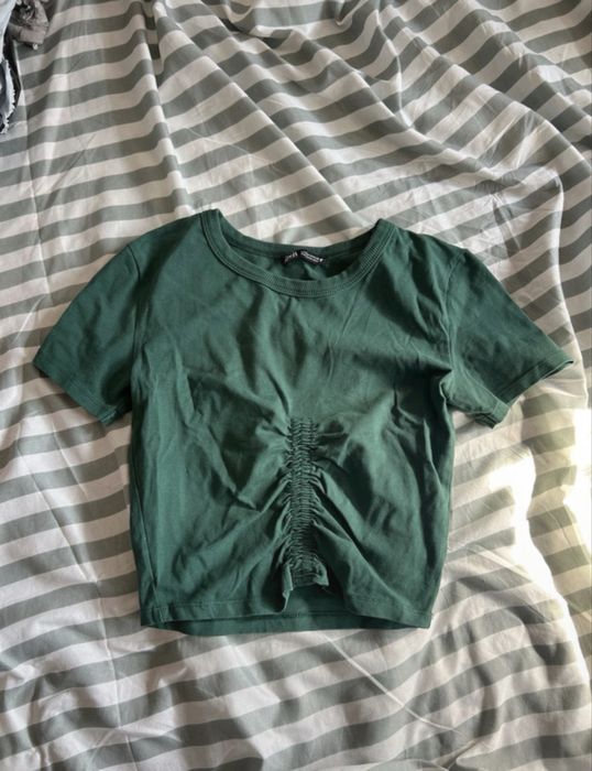 Ciemnozielony t-shirt  Zara
