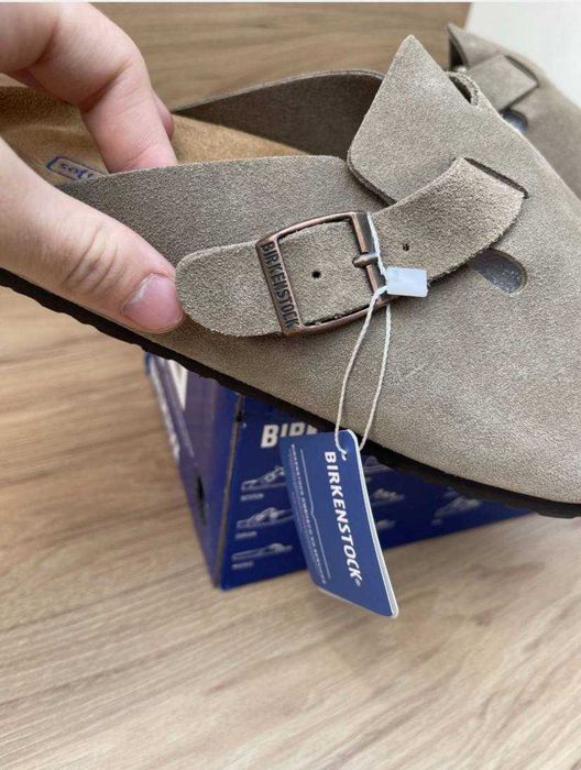 Тапки Birkenstock Boston Beige dark-beige біркеншток бостон унісекс
