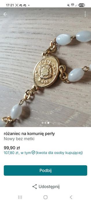 rozaniec na komunie lub na co dzien do kościółka perły