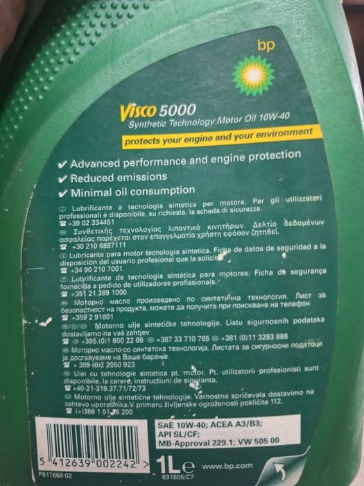 Óleo de motor BP visco 5000 10w-40